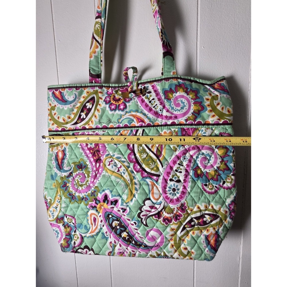 Vera Bradley Tutti Frutti Tote Green Pink Paisley Floral Print - Picture 10 of 11